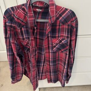 Mossimo Supply Co. Red and Blue Plaid Men's Shirt